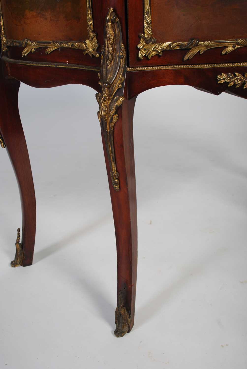 A late 19th century French mahogany and gilt metal mounted display cabinet, the moulded cornice - Image 4 of 8