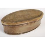 A blonde horn oval snuff box with pull-off cover, incised ‘NEWTON’ in cursive script and dated ‘