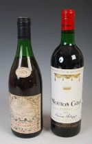 Two bottles of vintage wine, to include, Baron Philippe de Rothschild, Mouton-Cadet, Bordeaux, 1977,