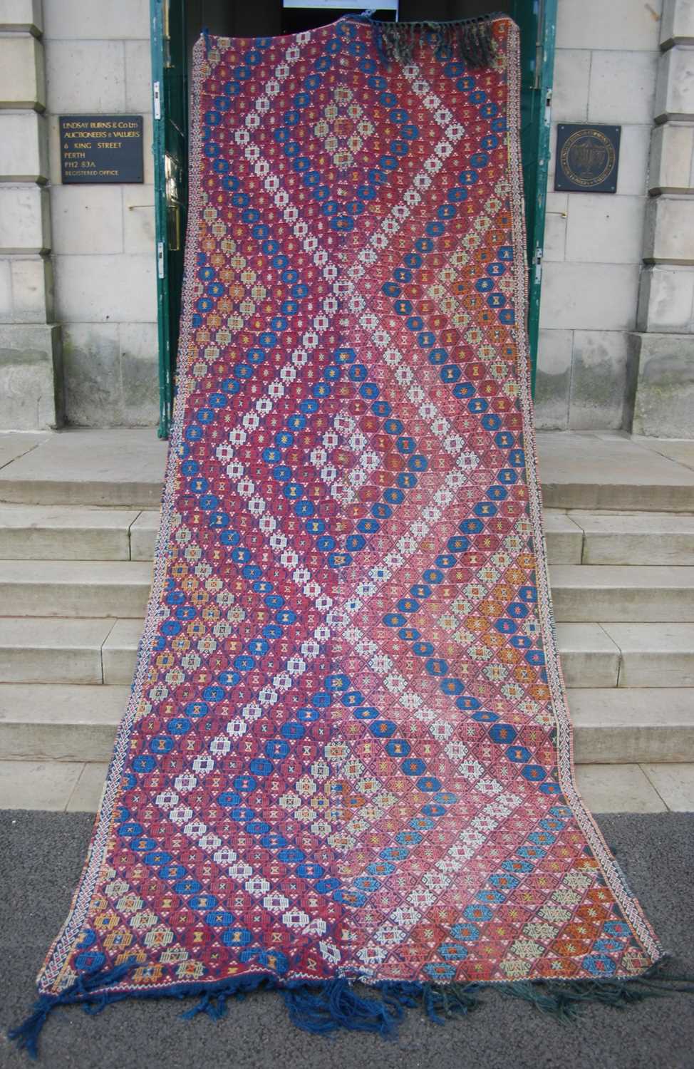 An Eastern Turkish Maras Gigim flat-weave long rug, early 20th century, worked all-over with a - Image 2 of 9