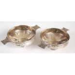 A pair of Victorian silver quaichs, Edinburgh, 1886, makers mark of JA, probably that of James