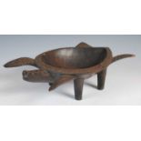 A Fijian carved wood kava bowl formed as a Turtle, 41cm long x 12cm high.