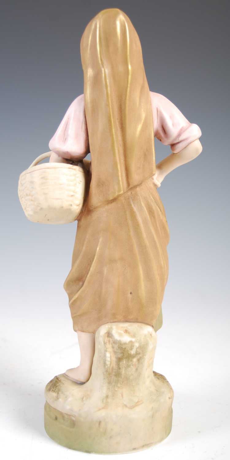 Two Royal Dux porcelain figures, comprising male fruit picker holding a basket laden with fruit, - Image 8 of 11