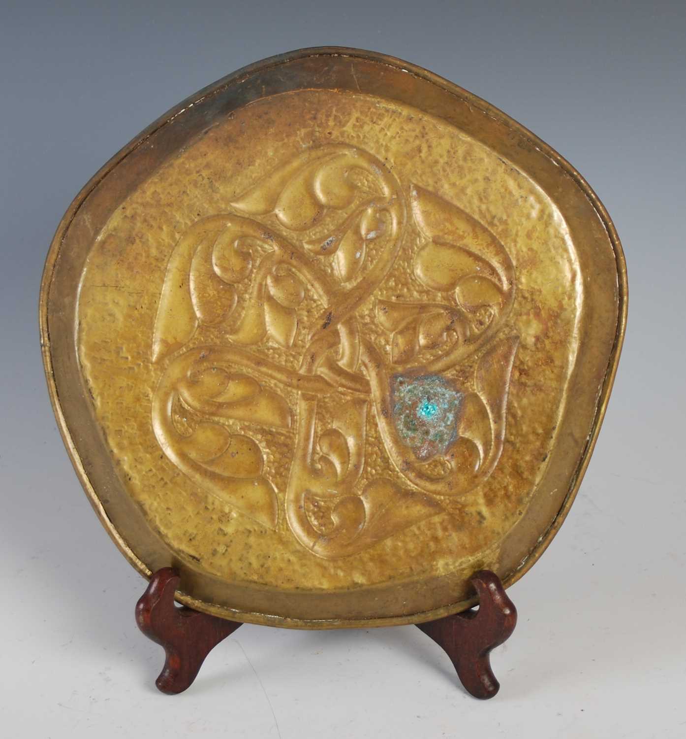 Attributed to Alexander Ritchie, an Arts & Crafts pentagonal shaped tray, 25cm diameter. - Image 2 of 2