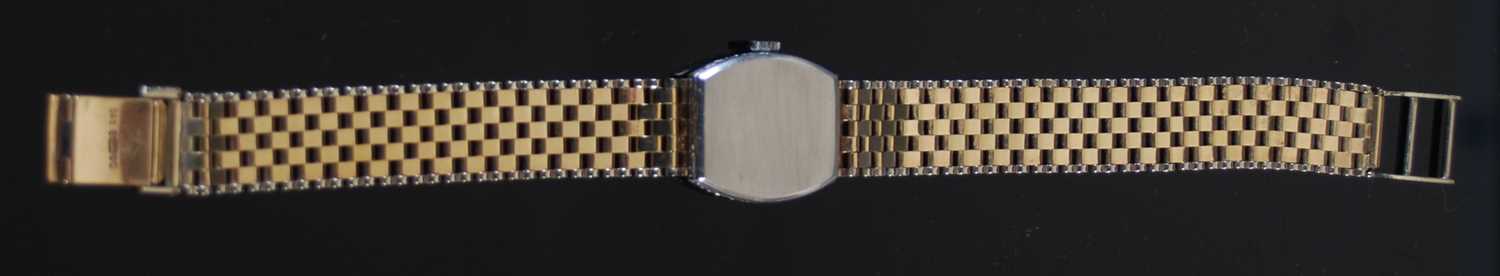 A 9ct gold and white metal diamond set cocktail watch, the silvered dial with baton numerals, within - Image 4 of 5