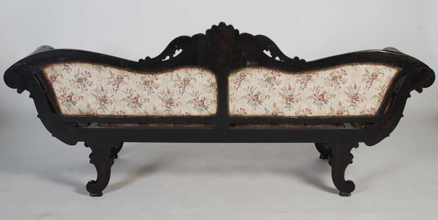 A 19th century Anglo-Indian coromandel sofa, the upright back centred with a shell carved motif - Image 7 of 7