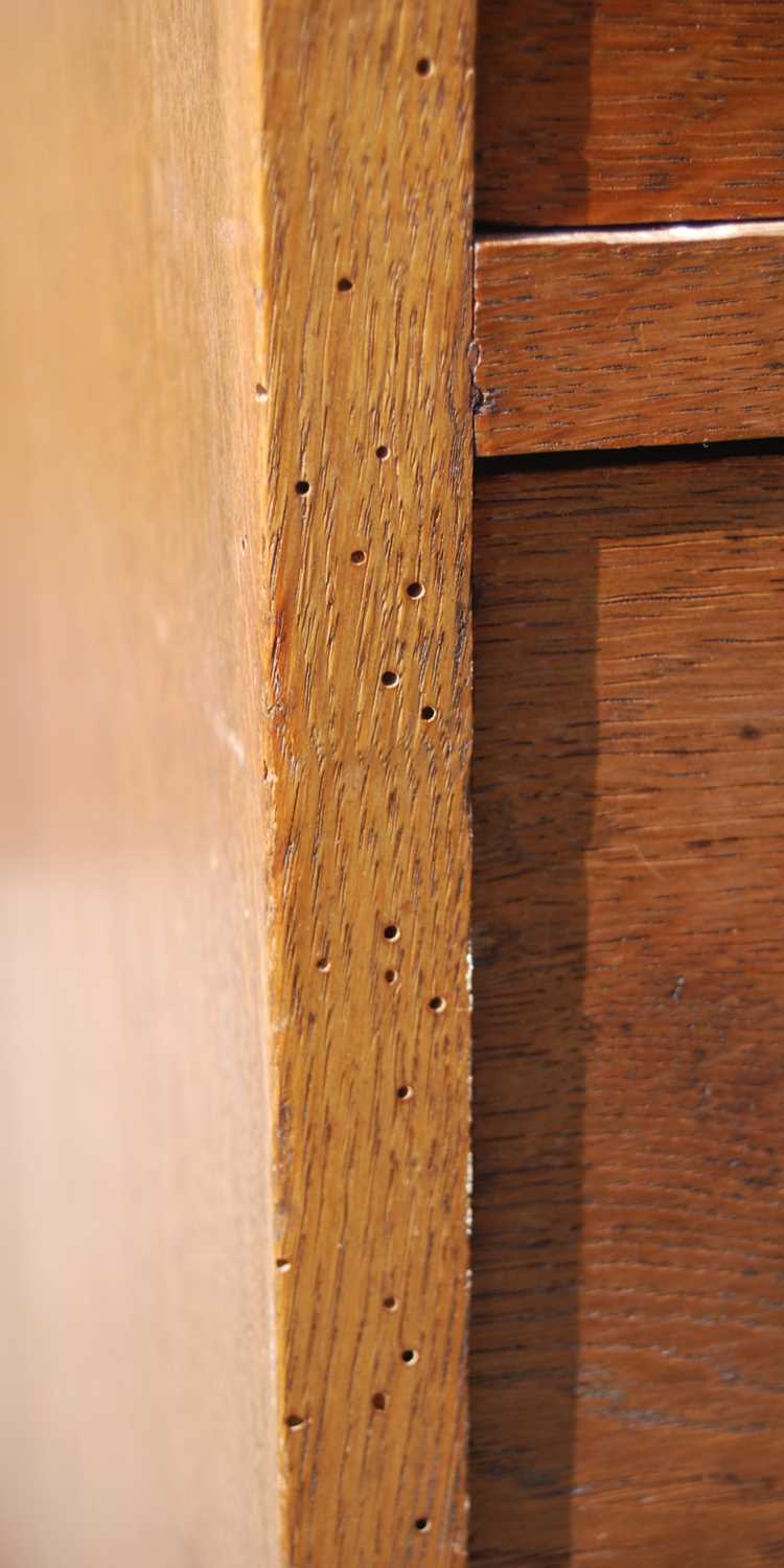 A late 19th century oak pedestal desk, the rectangular top with a moulded edge over a central frieze - Image 7 of 8