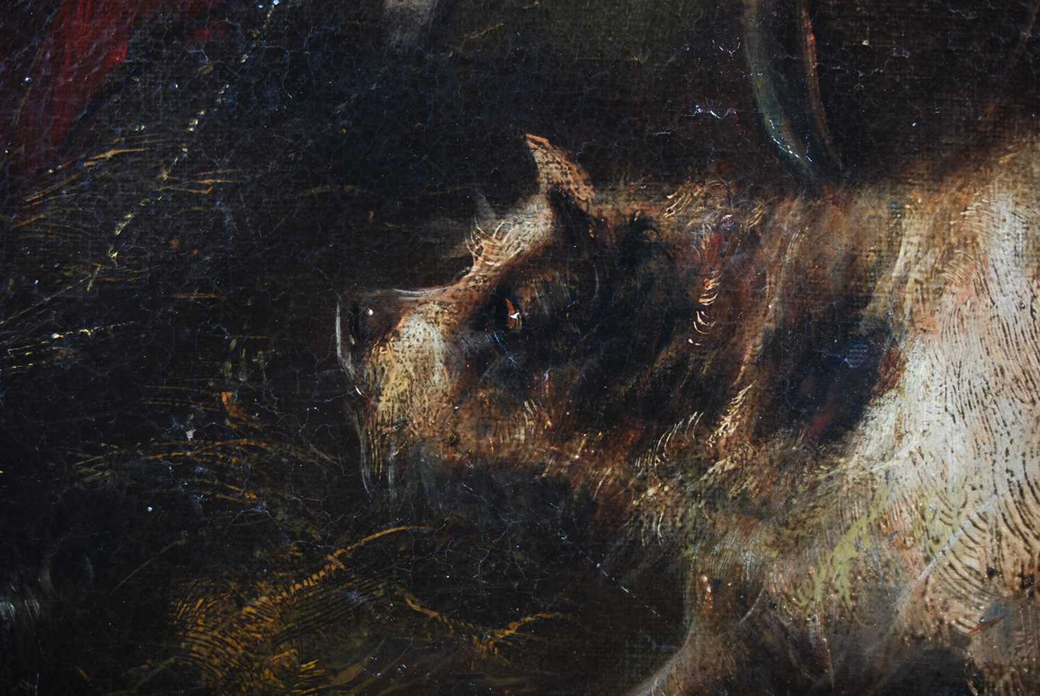 19th century British School Two terrier dogs oil on canvas 41cm x 51cm, framed 52cm x 63cm - Bild 3 aus 4