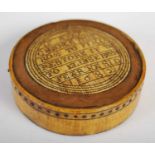 A rare bone and treen circular lid from a snuff box, the bone disc incised with inscription ‘IF ANEY