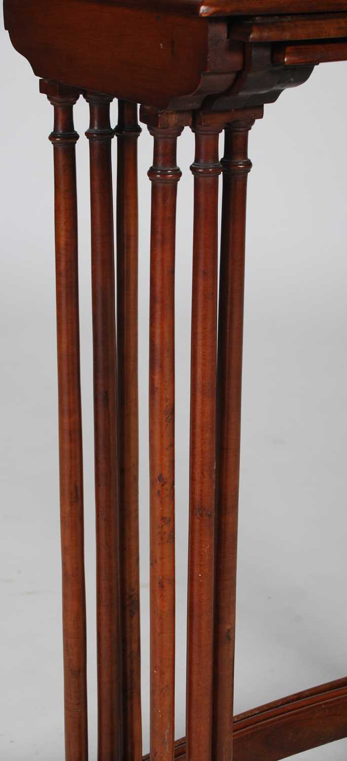 A nest of three George III style satinwood and rosewood banded occasional tables, the rectangular - Image 3 of 5