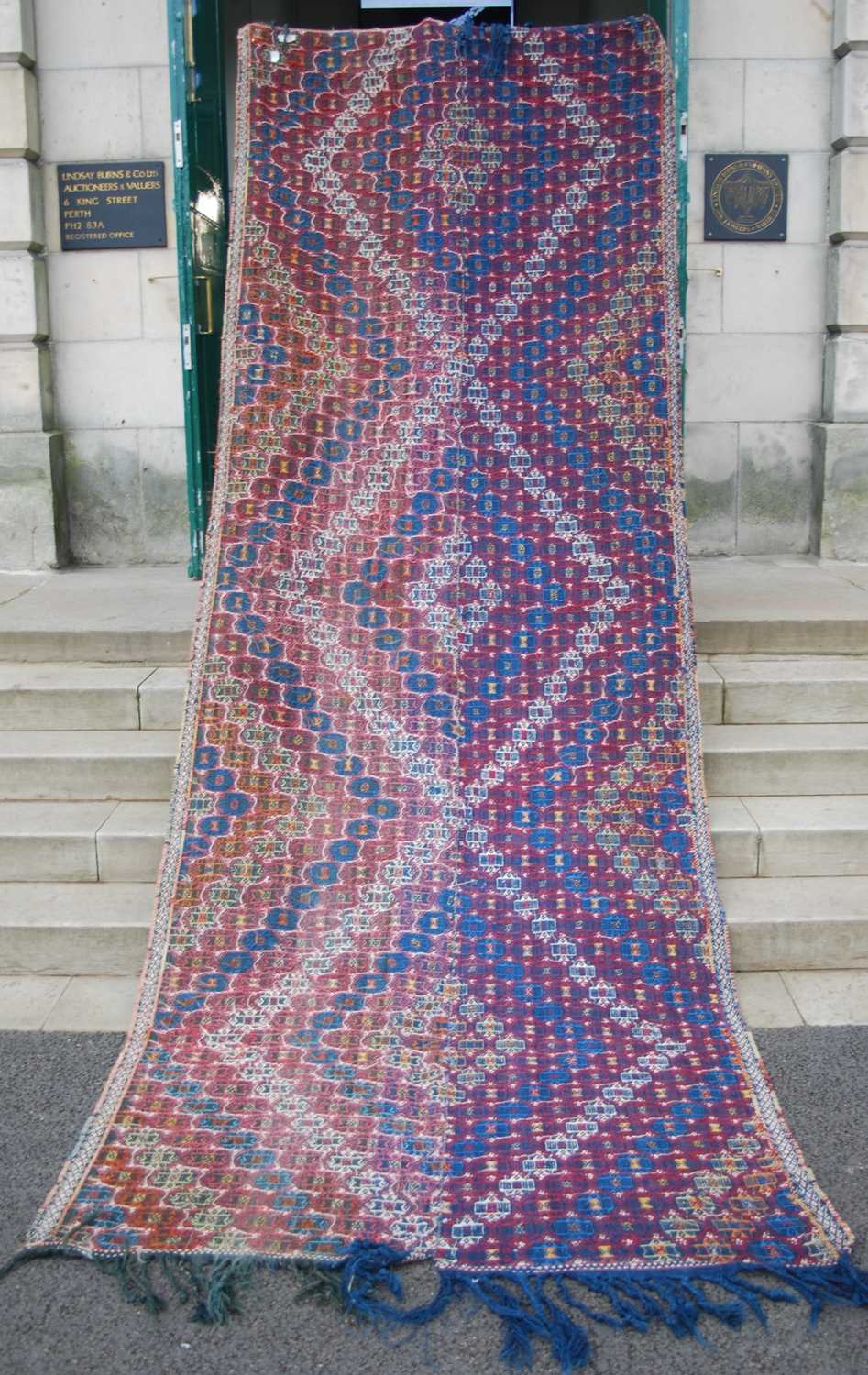 An Eastern Turkish Maras Gigim flat-weave long rug, early 20th century, worked all-over with a - Image 3 of 9