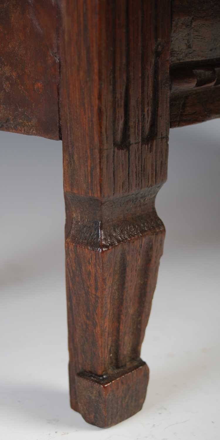 A late 18th / early 19th century French oak apprentice-made commode, the rectangular top with - Image 5 of 6