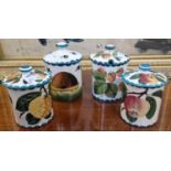 Four assorted Wemyss pottery preserve jars and covers, to include Bee and Hive pattern 12.5cm