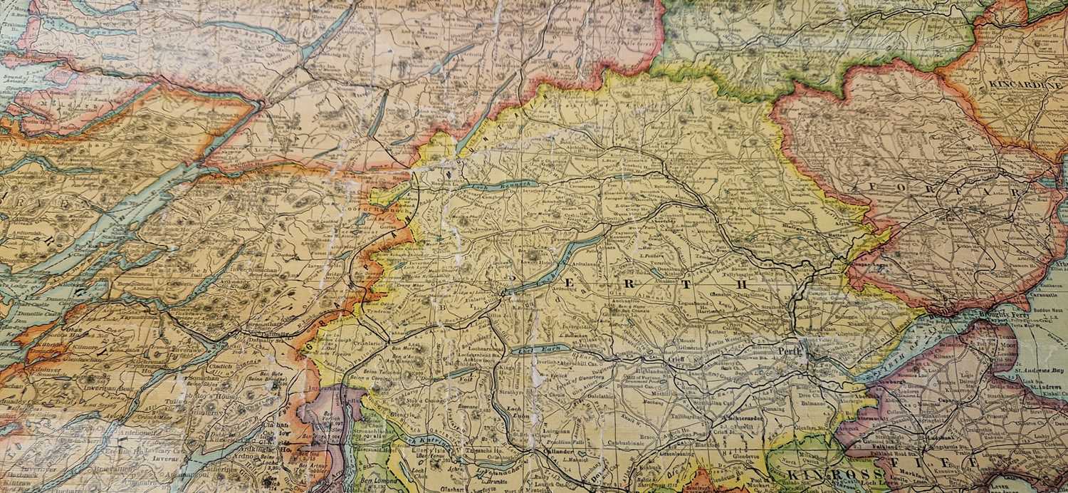 A 20th century map, 'Scarborough's map of Scotland, Shewing Counties, all railroads and steam ship - Image 3 of 5