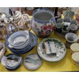 A large collection of assorted Highland Stoneware Pottery, to include bread crock decorated with