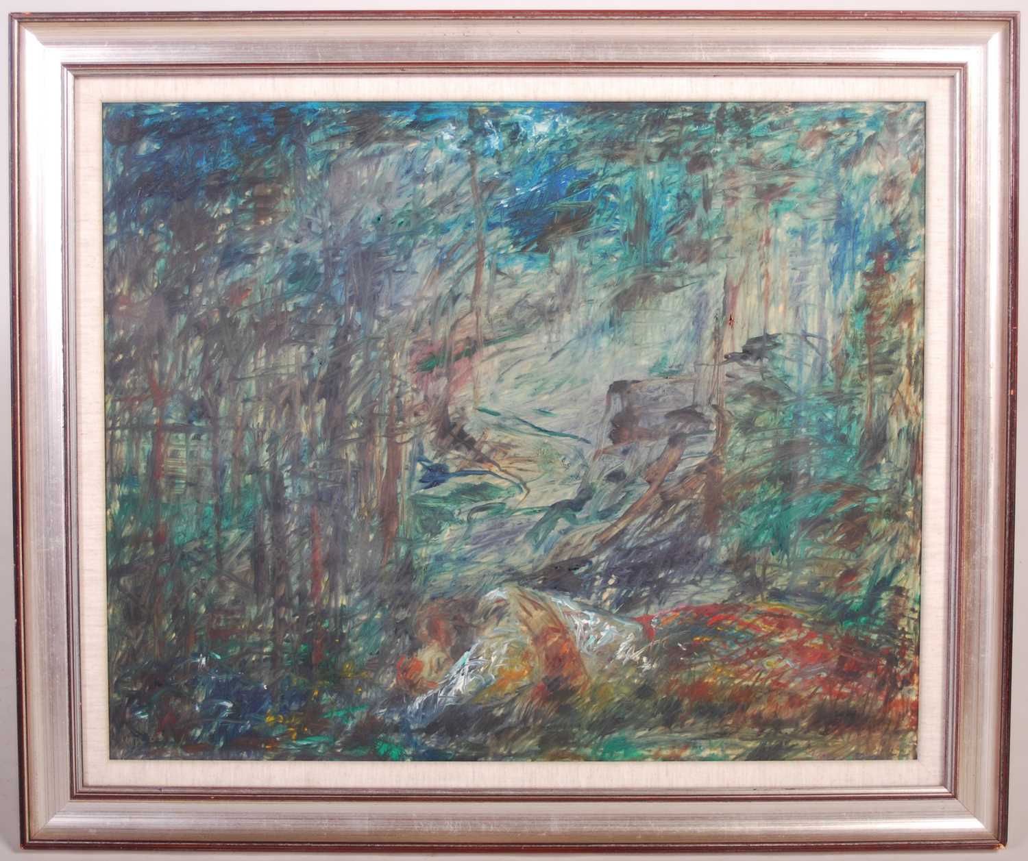 ARR Joseph Urie (b.1947) The Blue Forest oil on paper, signed and dated '83 lower left 51cm x 62. - Bild 2 aus 5