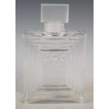 Lalique, a clear and frosted glass 'Three Nudes' decanter and stopper, 20cm high.