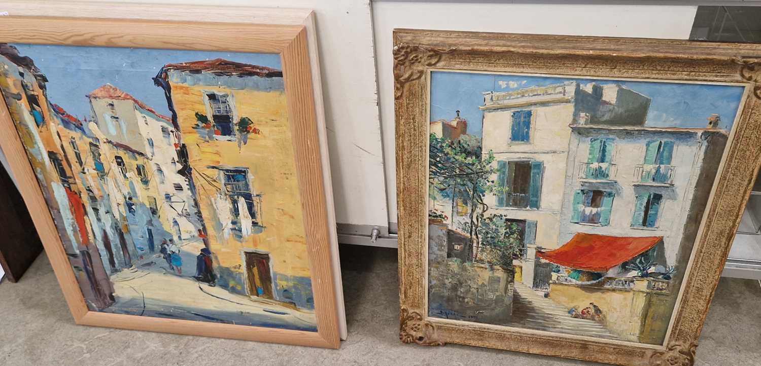 Bruzac Street Scene Antibes oil on canvas, inscribed, signed and dated 1954 lower left 54cm x