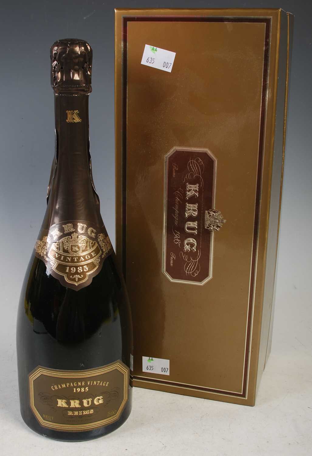 One Bottle; KRUG vintage 1985 champagne, Reims, France, in original fitted box. 75cl