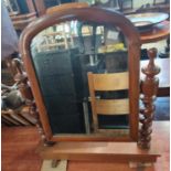 A Victorian mahogany wall mirror of rectangular form with pierced surmount, 78 cm high x 55cm wide