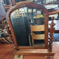 A Victorian mahogany wall mirror of rectangular form with pierced surmount, 78 cm high x 55cm wide