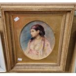 Late 19th / early 20th century Orientalist School Portrait of a woman in profile watercolour, framed