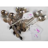 Six Birmingham silver coffee spoons with bean terminals, six Edinburgh silver coffee spoons with