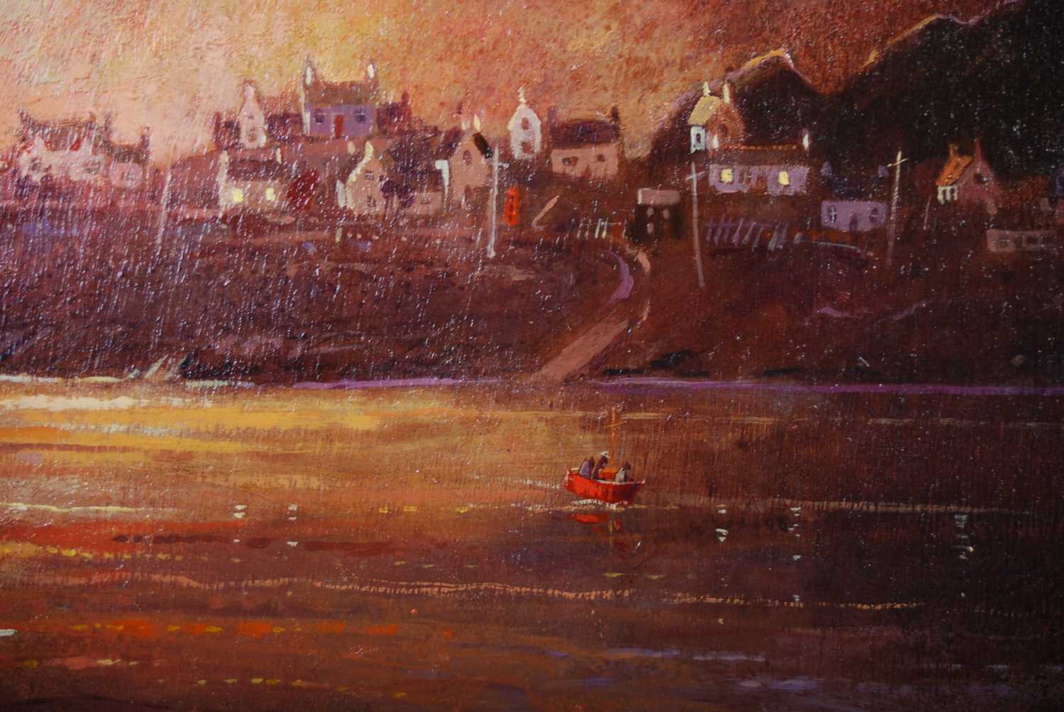 ARR James S Davis DA RSW (b.1944) The Wee Red Ferry - Easdale acrylic on gesso panel, signed lower - Image 4 of 6