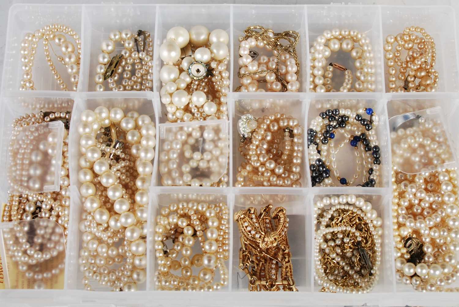 Three boxes of assorted costume jewellery to include pearl necklaces, assorted bracelets, - Image 2 of 4