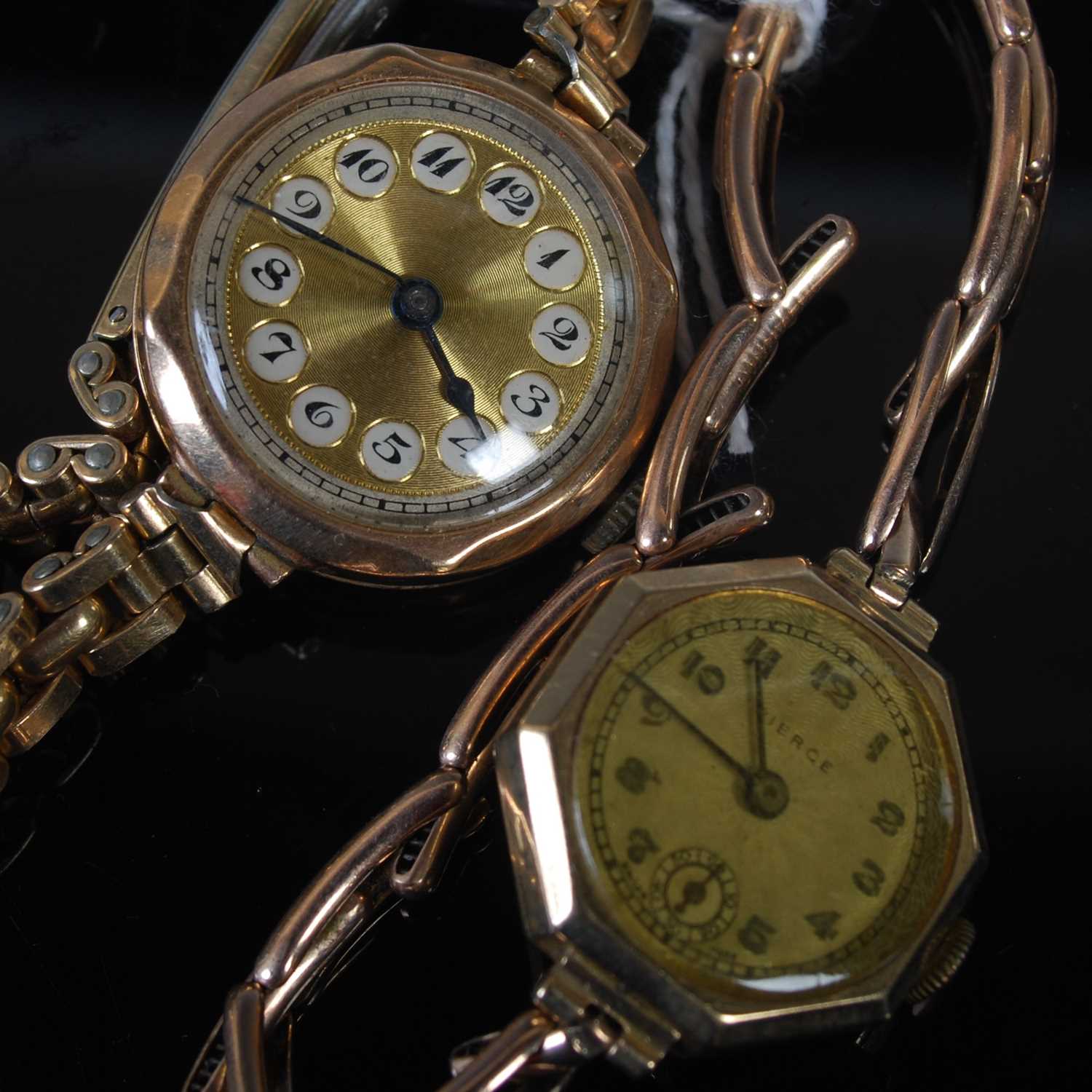 Two vintage ladies 9ct gold cased wristwatches, one with yellow metal expandable strap, the other - Image 2 of 2