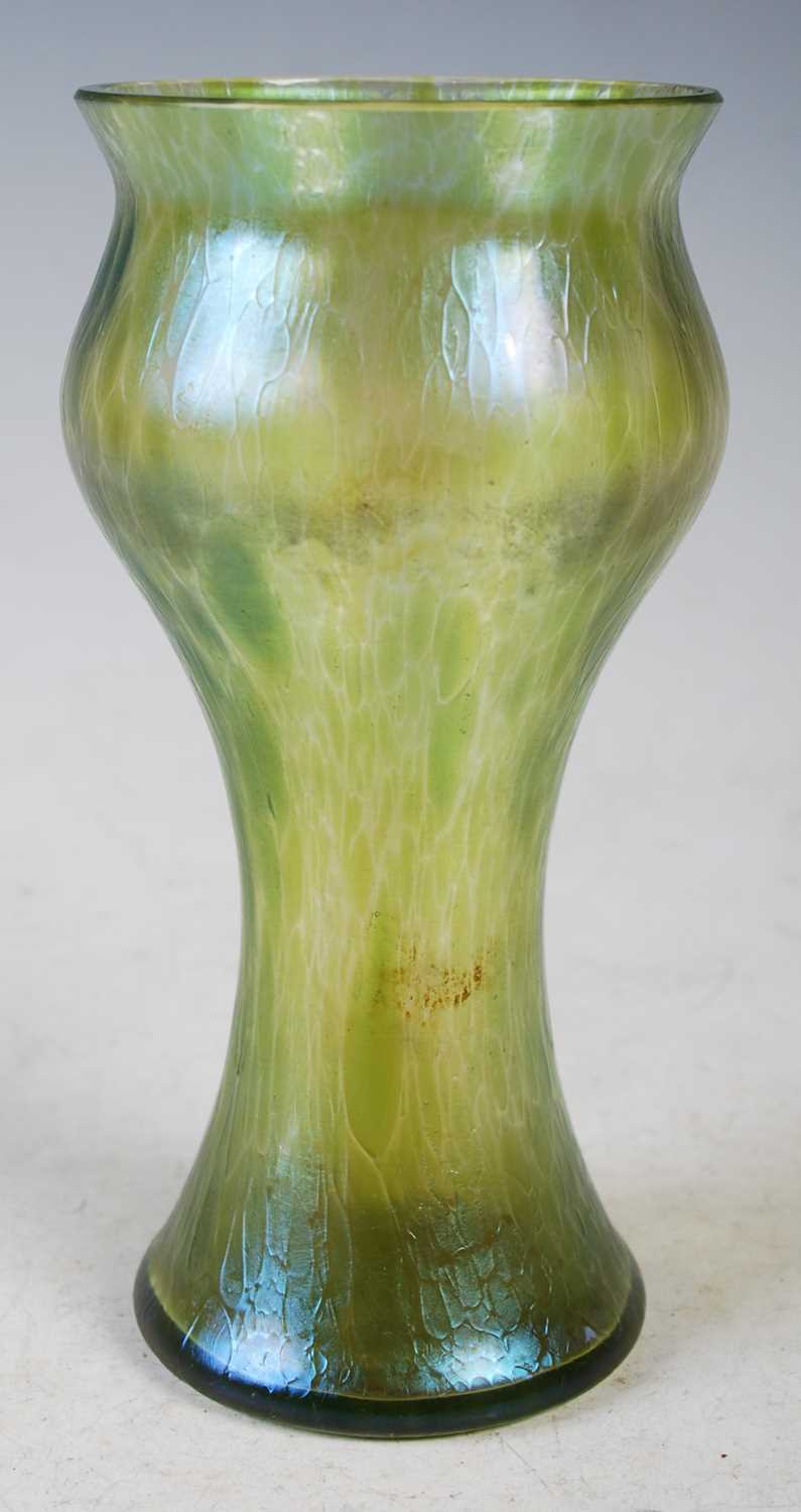 An early 20th century green ground Loetz iridescent glass vase, 13.5cm high.