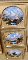John Holland (19th / early 20th century) Three Landscape views oils on panels, framed oval, one