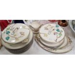 A hand painted part dinner service by Grays pottery, designed by Susie Cooper, the underside with