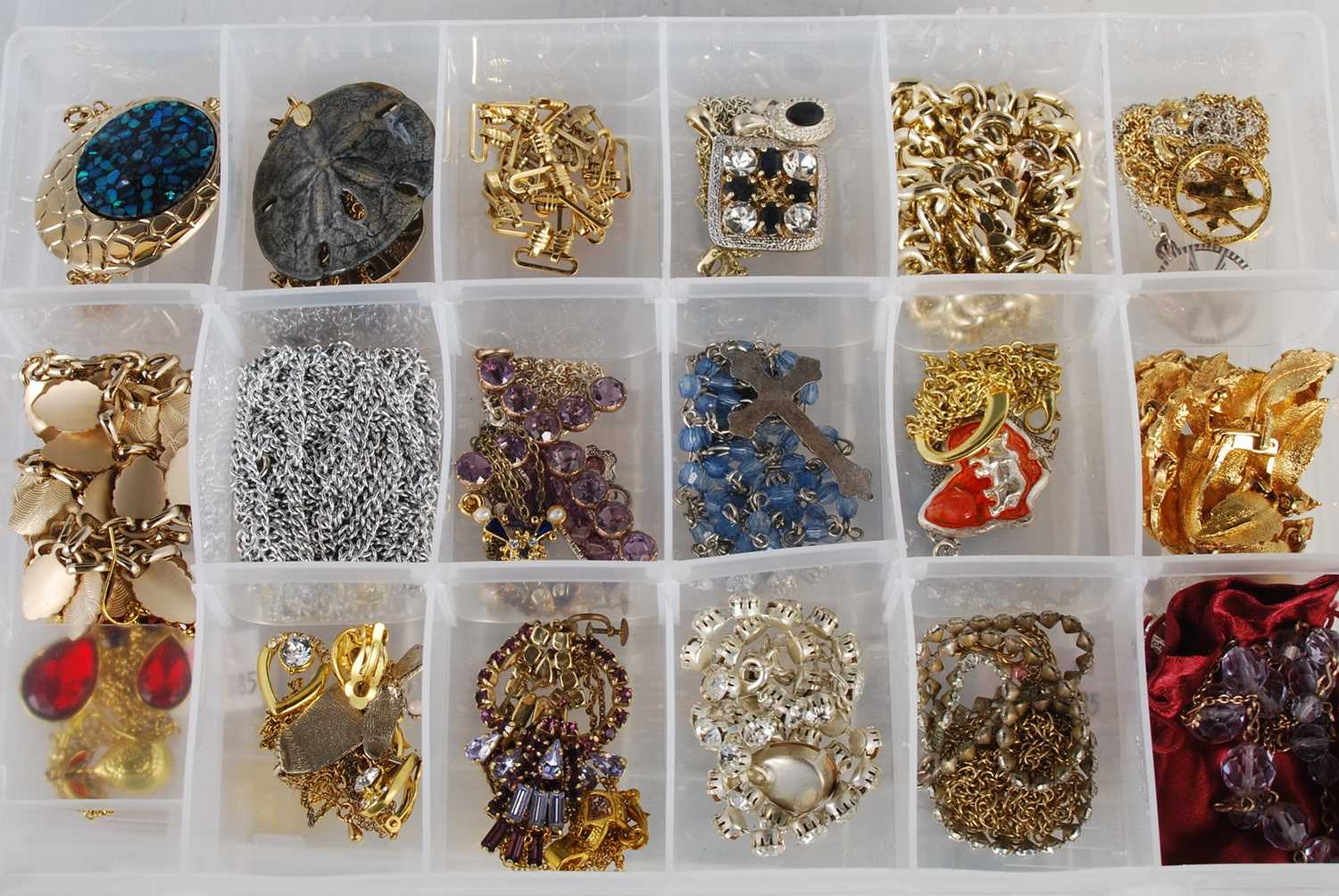 Three boxes of assorted costume jewellery to include brooches, necklaces, pendants etc. - Image 2 of 4