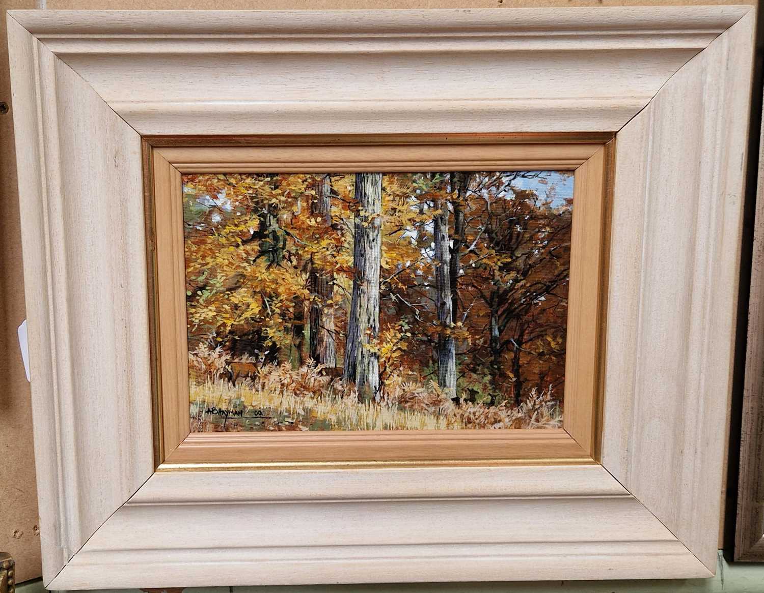 ARR Alan B. Hayman (b.1947) Autumn oil on canvas board, signed and dated '00 lower left 17cm x 24.