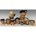 A group of seven Royal Doulton character jugs comprising, Sancho Panca D6461 COPR 1956, North