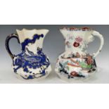 Two antique Masons ironstone china hydra jugs / pitchers, the first in the 'Pagoda' pattern,