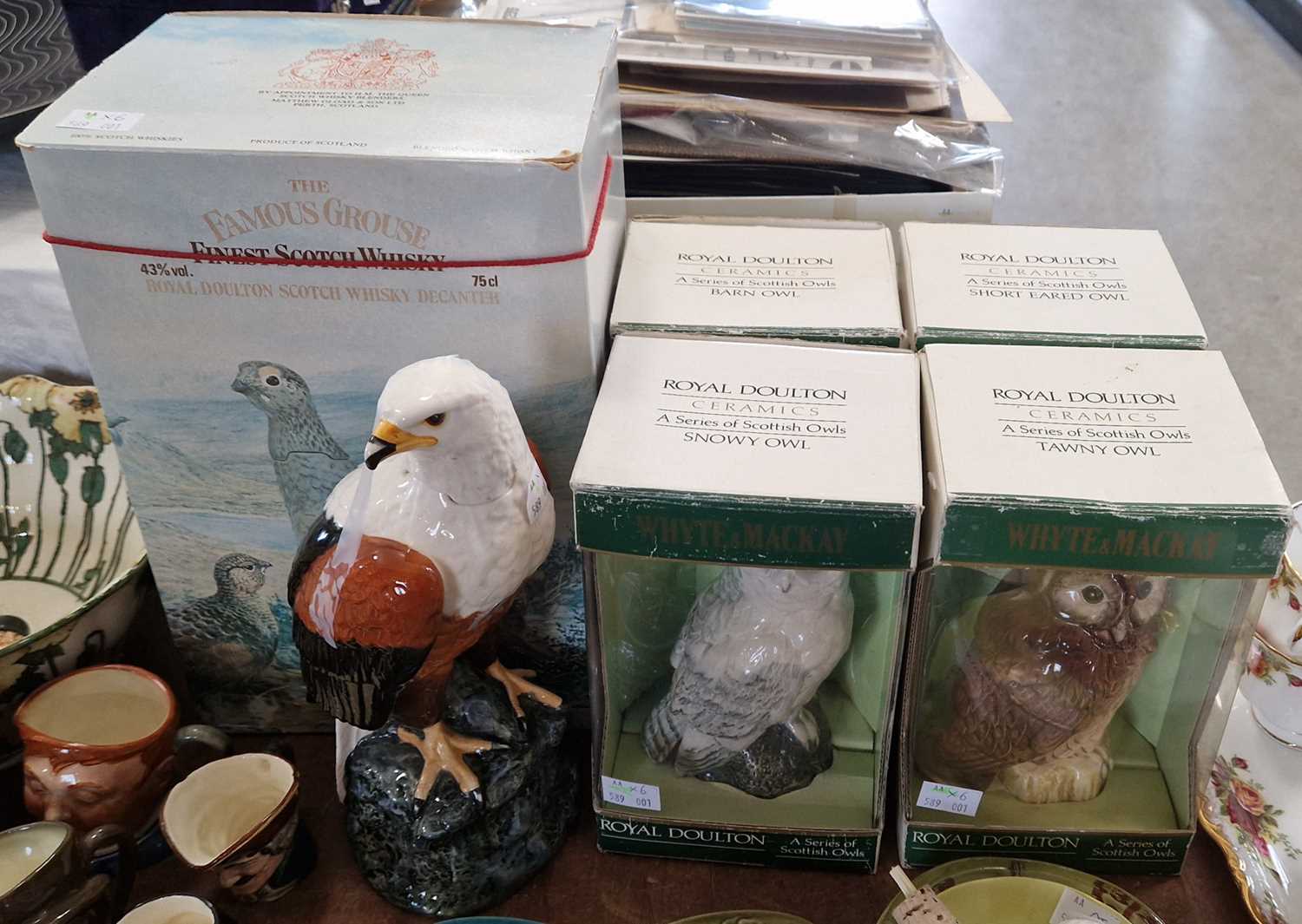 Whisky memorabilia interest - five boxed Royal Doulton bird form decanters comprising a boxed The