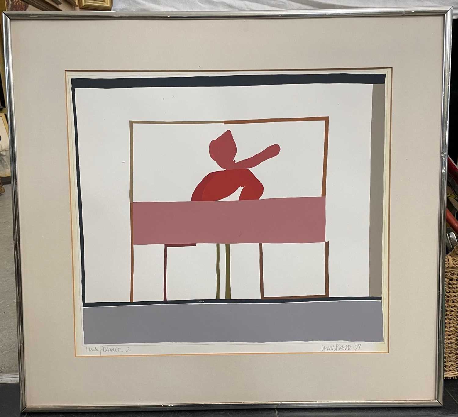 Ian Mason Barr Line Framer gouache, signed lower right, dated '71, inscribed lower left 43cm x 48.