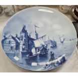 Two Villeroy and Boch blue and white transfer printed wall plates/chargers by A.Heide, both with