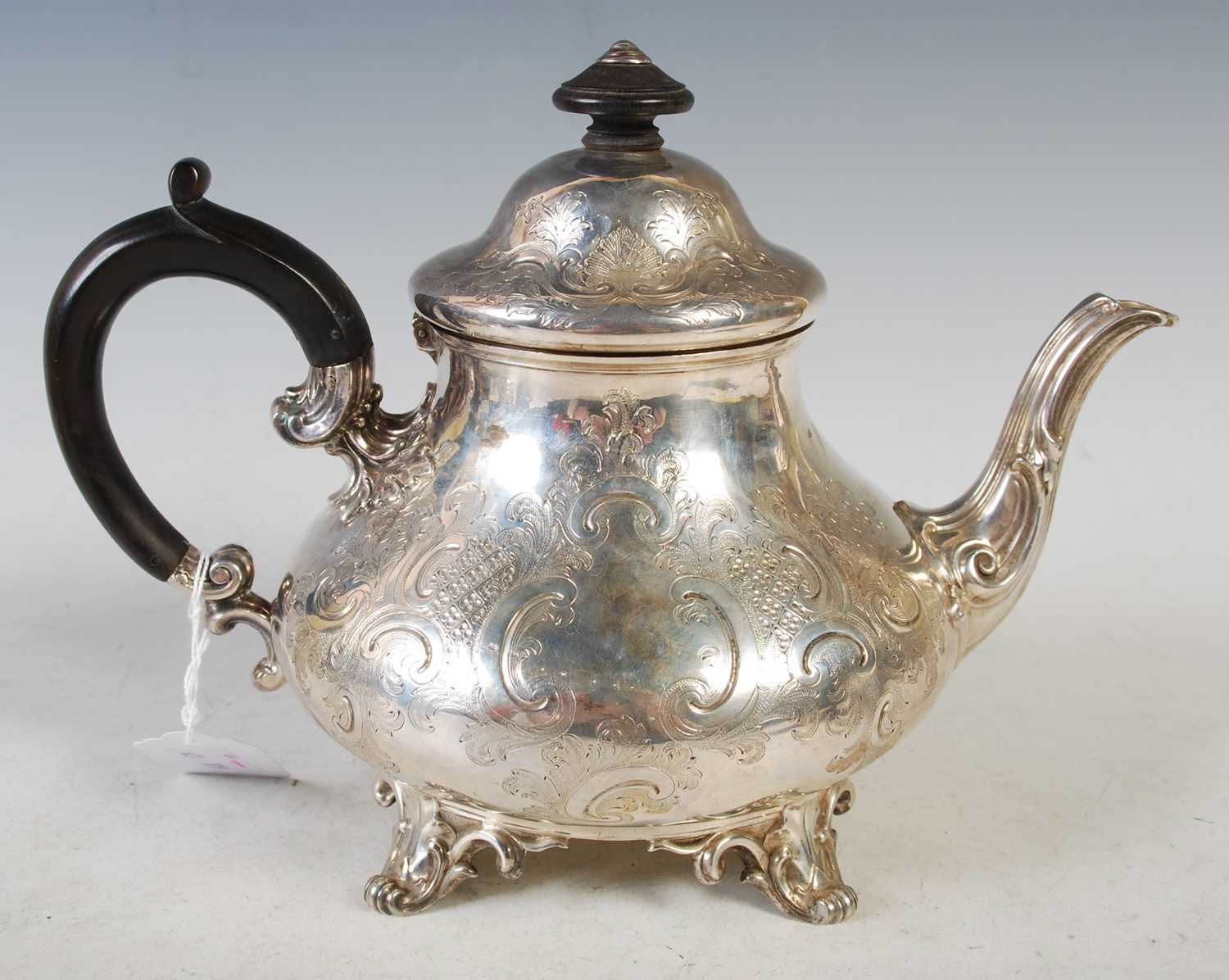 A Victorian silver teapot, London, 1853, makers mark of EB & JB for Edward Barnard & John Barnard,