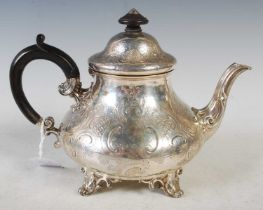 A Victorian silver teapot, London, 1853, makers mark of EB & JB for Edward Barnard & John Barnard,