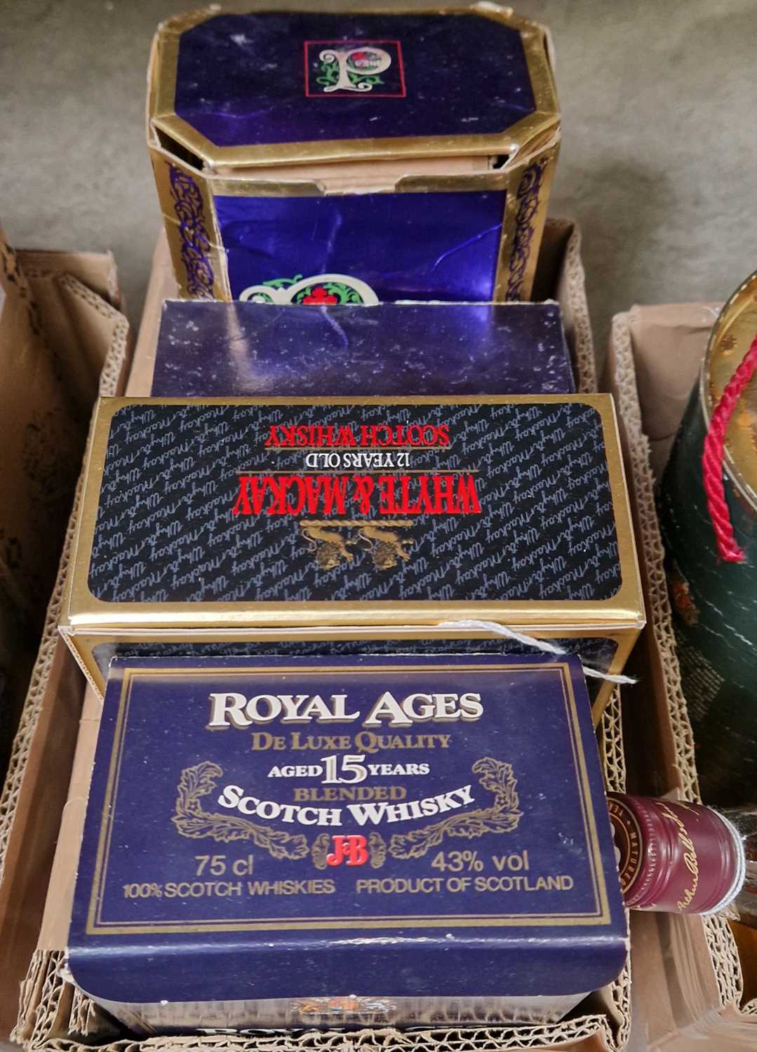 Four boxed Scotch whiskies comprising; a Royal Ages de luxe quality blended Scotch whisky 15 years