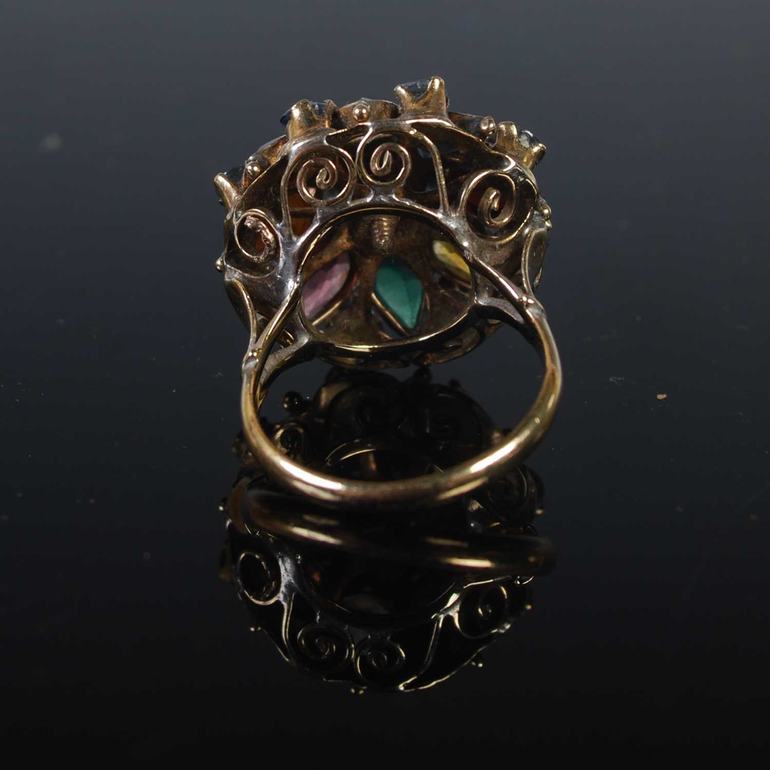 A 9CT gold and coloured semi-precious gem set cocktail ring, ring size L, gross weight 5.3 grams. - Image 3 of 3