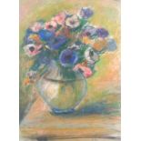 ARR Aleksander Zyw (1905-1995) Still life, mixed flowers in a glass vase pastel and charcoal, signed