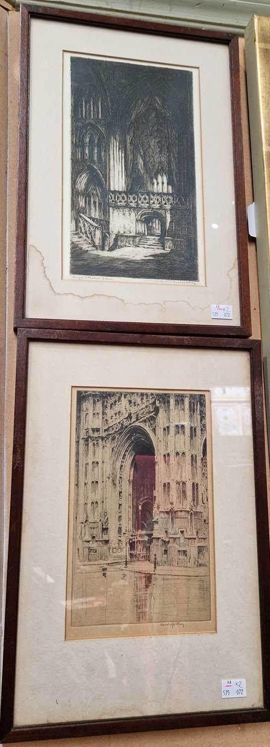 Wilfred Crawford Appleby (b.1889) Glasgow Cathedral interior etching, signed lower right,