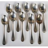 A set of ten Victorian silver teaspoons, Glasgow 1871, old English pattern, engraved with