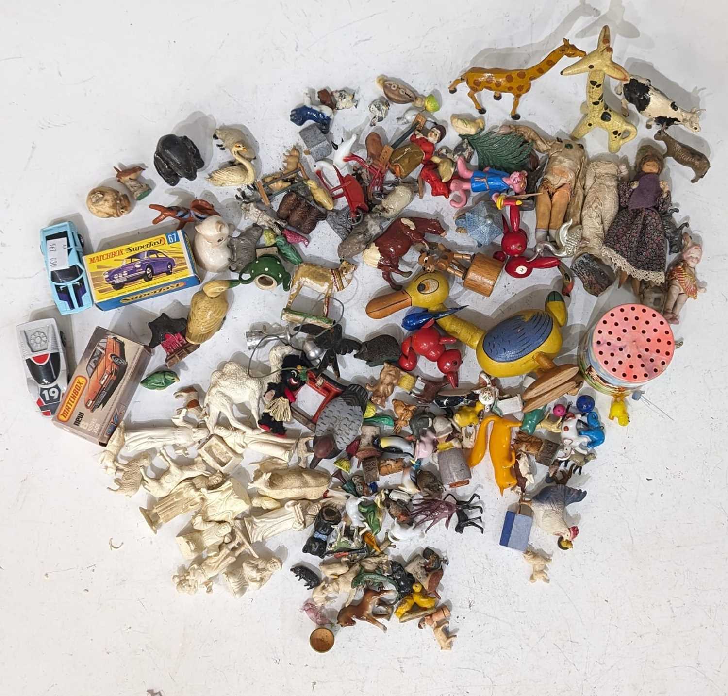 A collection of assorted vintage childs toys to include, a Boxed Lesney matchbox superfast