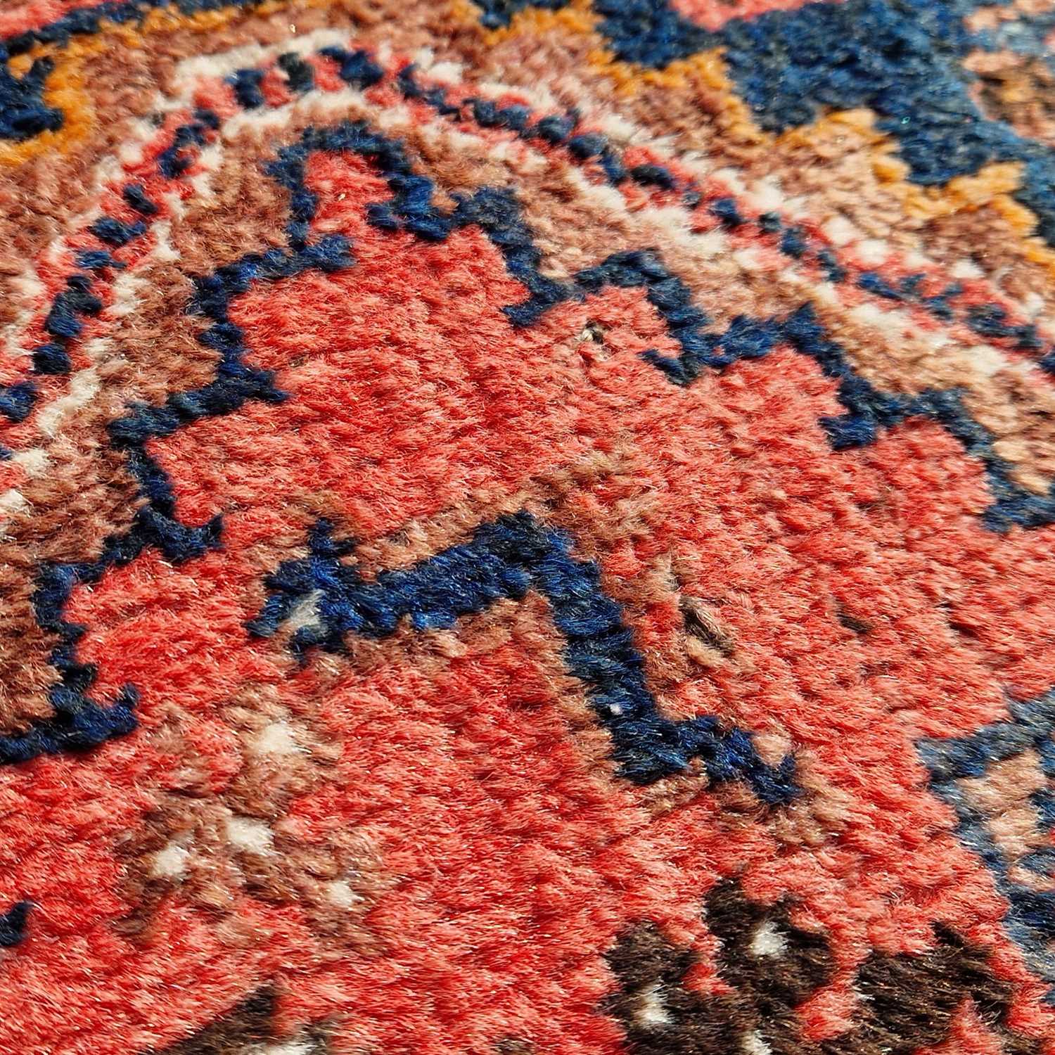 A Persian rug, 20th century, the rectangular field centered with three blue ground lozenge shaped - Image 5 of 5