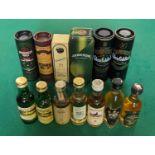 A collection of assorted whisky miniatures to include Connoisseur's Choice Highland single malt